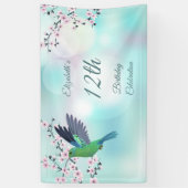 Hummingbird Cherry Blossom Girl's Birthday Banner (Vertikal)