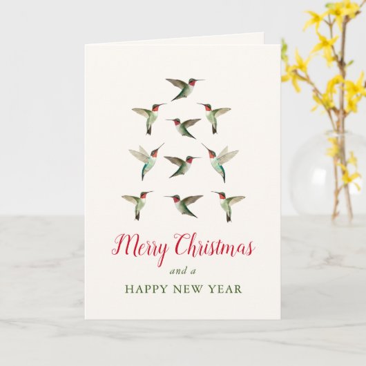 Hummingbird Christmas Tree Karte (Gelbe Blume)