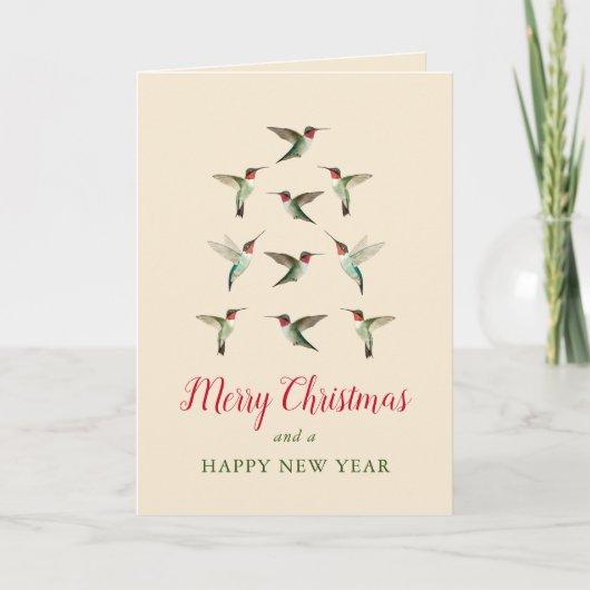 Hummingbird Christmas Tree Karte (Vorderseite)