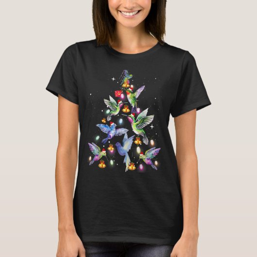 Hummingbird Christmas Tree Matching Family Group T-Shirt (Vorderseite)