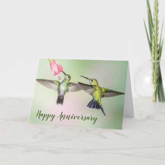 Hummingbird Couple Happy Jubiläum Personalisiert Karte (Vorderseite)