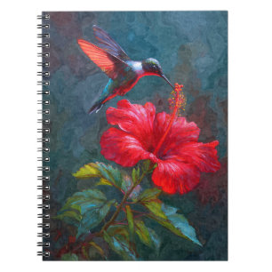 Hummingbird Crimson Hibiskus Notebook Notizblock