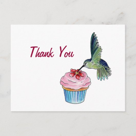 Hummingbird Cupcake Liebe Postkarte (Vorderseite)