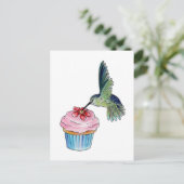Hummingbird Cupcake Liebe Postkarte (Stehend Vorderseite)