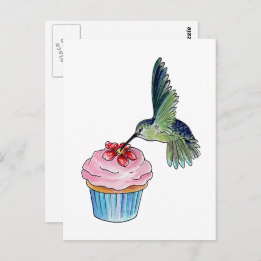 Hummingbird Cupcake Liebe Postkarte (Vorne/Hinten)