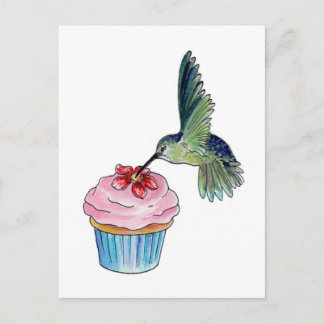 Hummingbird Cupcake Liebe Postkarte