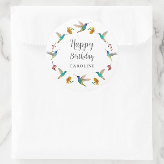 Hummingbird Custom Birthday Sticker (Tasche)
