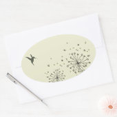 Hummingbird & Dandelion Ovaler Aufkleber (Umschlag)