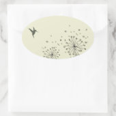 Hummingbird & Dandelion Ovaler Aufkleber (Tasche)