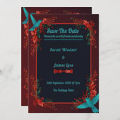 Hummingbird Dark Botanical Theme Einladung (Vorne/Hinten)