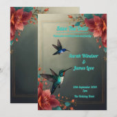 Hummingbird Dark Botanical Theme Einladung (Vorne/Hinten)