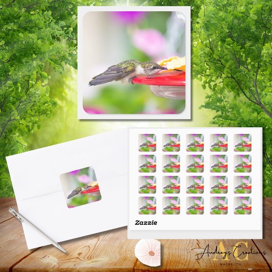 Hummingbird Design #0624 Quadratischer Aufkleber