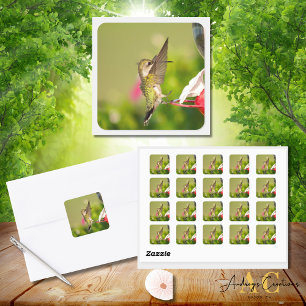 Hummingbird Design #108A0604 Quadratischer Aufkleber