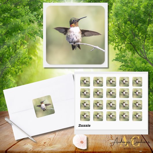 Hummingbird Design #4Q7A0015 Quadratischer Aufkleber