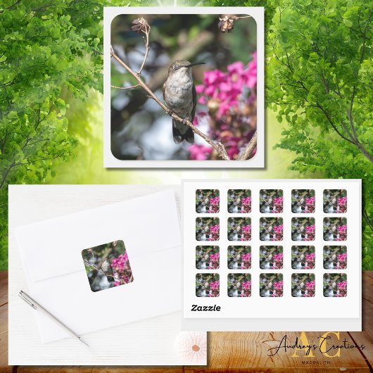 Hummingbird Design #8354 Quadratischer Aufkleber