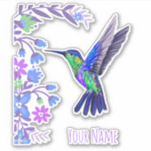 Hummingbird Design Botanische Blume Vogelliebhaber Aufkleber (Vorderseite)