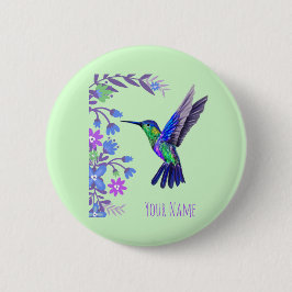 Hummingbird Design Botanische Blume Vogelliebhaber Button