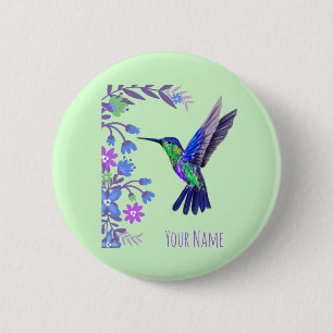 Hummingbird Design Botanische Blume Vogelliebhaber Button