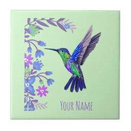 Hummingbird Design Botanische Blume Vogelliebhaber Fliese