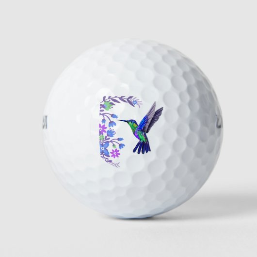 Hummingbird Design Botanische Blume Vogelliebhaber Golfball (Vorderseite)
