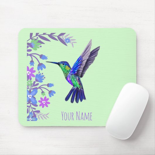 Hummingbird Design Botanische Blume Vogelliebhaber Mousepad (Mit Mouse)