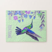 Hummingbird Design Botanische Blume Vogelliebhaber Puzzle (Horizontal)