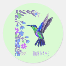 Hummingbird Design Botanische Blume Vogelliebhaber Runder Aufkleber