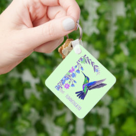 Hummingbird Design Botanische Blume Vogelliebhaber Schlüsselanhänger