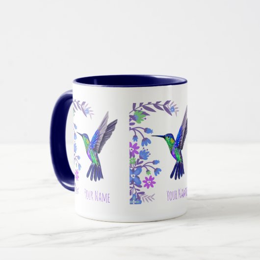 Hummingbird Design Botanische Blume Vogelliebhaber Tasse (Vorderseite Links)