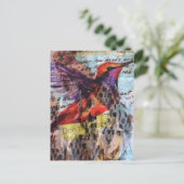 Hummingbird don't apologize for caring mixed media postkarte (Stehend Vorderseite)