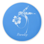 Hummingbird Elegant Cornsilk Blue White Design Keramikknauf (Vorderseite)