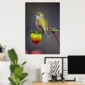 Hummingbird-Erholungen auf Blume Poster (Heimbüro)