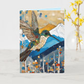 Hummingbird-Ermutigung Karte (Gelbe Blume)