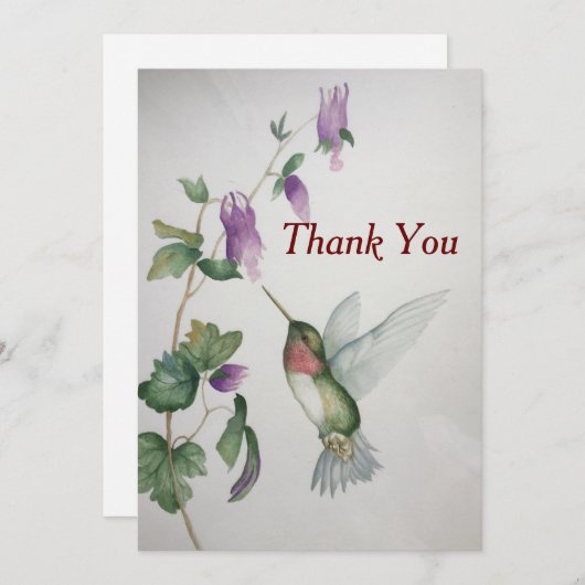 Hummingbird Flat Danke Notiz Wasserfarbe (Vorne/Hinten)
