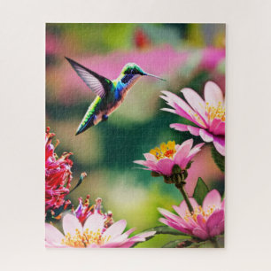 Hummingbird fliegt zu einer Blume Puzzle