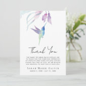 Hummingbird Floral Aquarell Beerdigung Gedenkstätt Dankeskarte (Stehend Vorderseite)