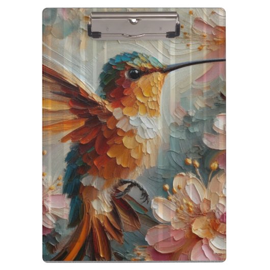 Hummingbird & Floral Art Clipboard – Textured Klemmbrett (Vorderseite)