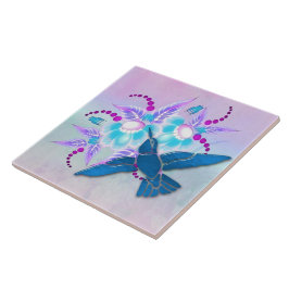 Hummingbird Floral Art Deco Fliese