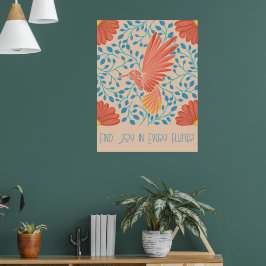 Hummingbird Floral Art Print Poster