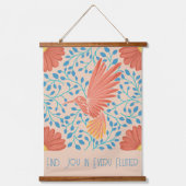 Hummingbird Floral Art Print Wandteppich Mit Holzrahmen (Vorderseite)