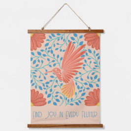 Hummingbird Floral Art Print Wandteppich Mit Holzrahmen