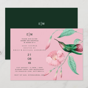 Hummingbird Floral Baby Couples Dusche Moderne Einladung