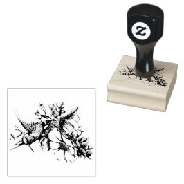 Hummingbird Floral Bouquet Gummistempel