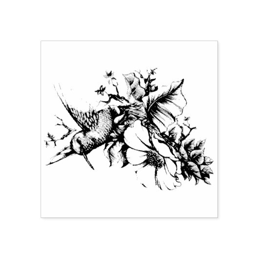 Hummingbird Floral Bouquet Gummistempel (Prägung)