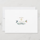 Hummingbird Floral Boy Foto Gold Taufe Einladung (Rückseite)