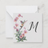 Hummingbird Floral Custom Initial Mitteilungskarte (Vorderseite)