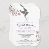 Hummingbird Floral Elegant Lilac Brautparty Einladung (Vorne/Hinten)
