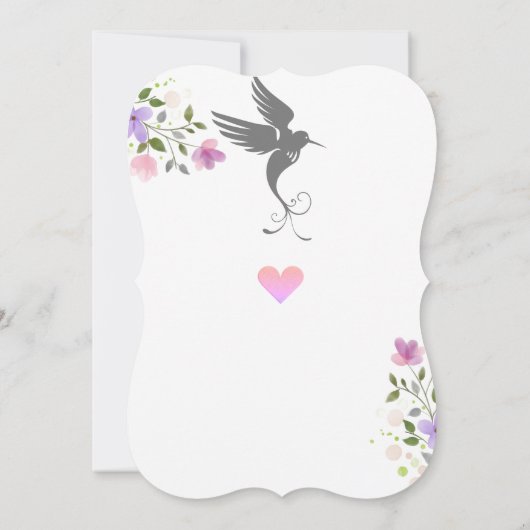 Hummingbird Floral Elegant Lilac Brautparty Einladung (Rückseite)