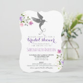 Hummingbird Floral Elegant Lilac Brautparty Einladung (Stehend Vorderseite)