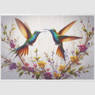 Hummingbird Floral Fauna Decoupage Tissue Paper Seidenpapier
